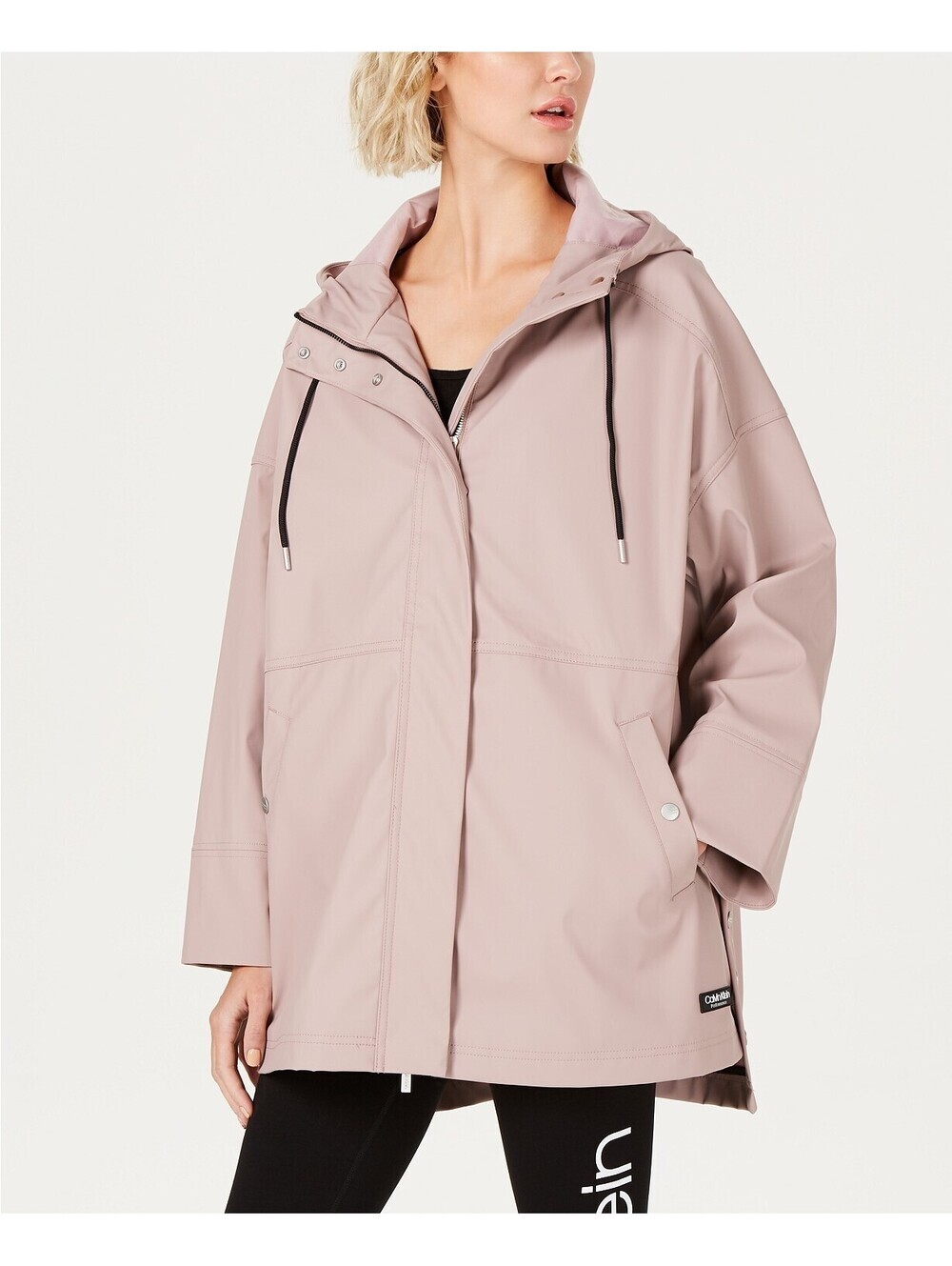 Calvin Klein Womens Snap Side High Low Hem Rain Jacket Size 2XL